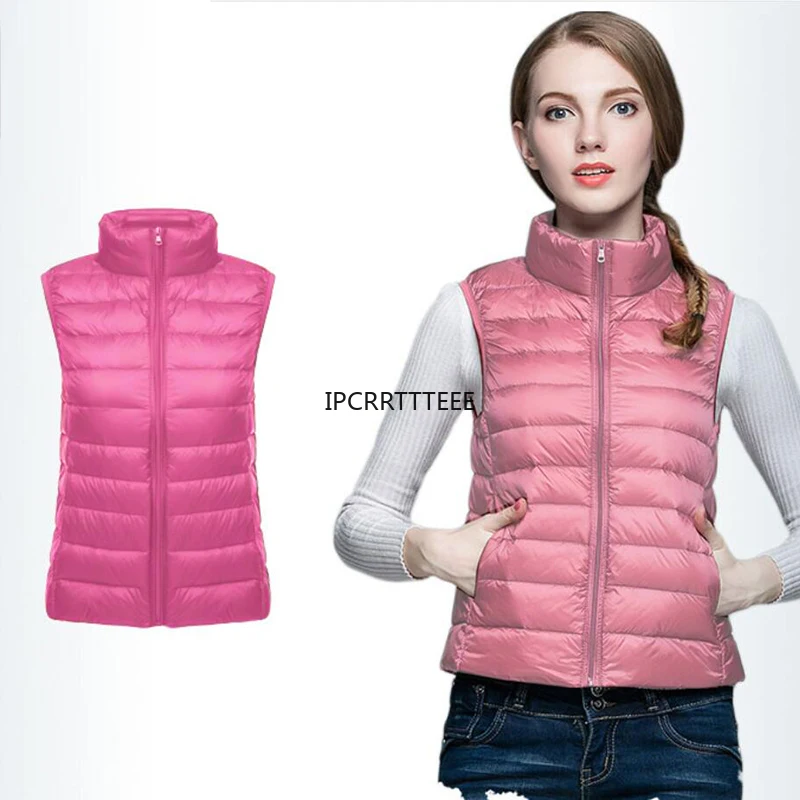 New Ultra Thin Down Jacket Light Warm Waistcoat Female Sleeveless Cropped Puffer Jacket Vest Woman - 2