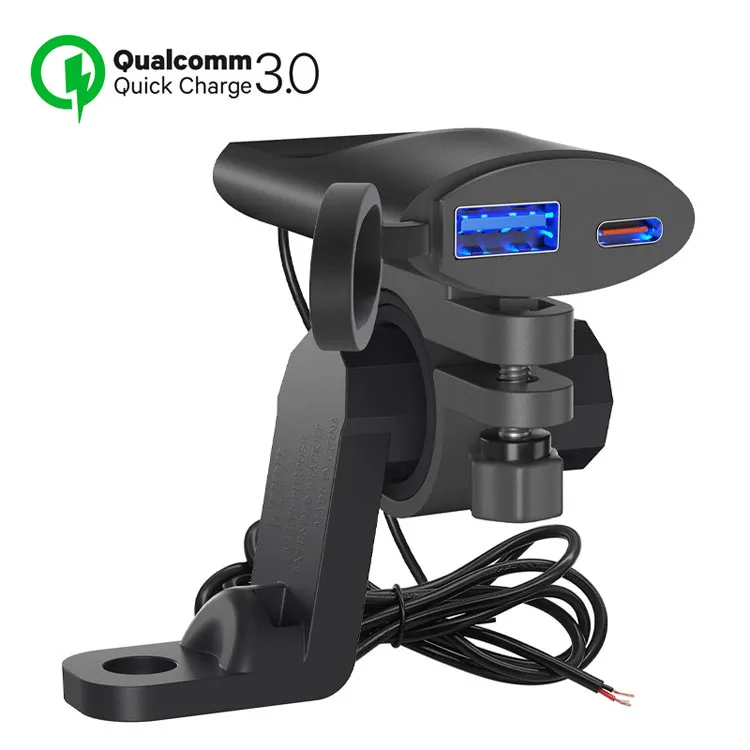 

12V 30W Pd 18W Motorcycle Usb Charger Qc3.0Pd Fast Charging Adapter Usb Socket Rearview Mirror Expansion Stand