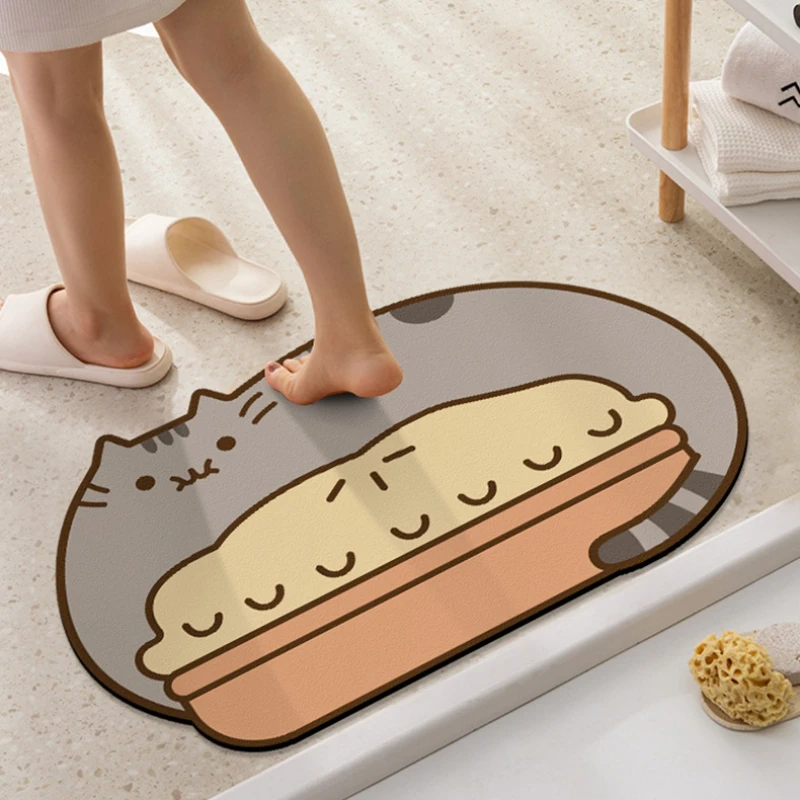 

Cartoon Cute Cat Living Room Door Mat Waterproof Oil-proof Kitchen Carpets Stain-resistant Wipeable No-wash Balcony Carpet Ковер