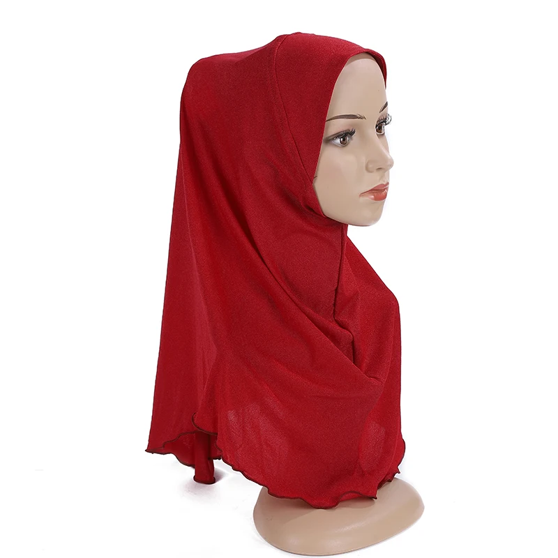 Teenage Girls Muslim Hijab Plain Hijab Hats Scarf Islamic Headscarf Hat Amira Pull On Headwrap 10 years girl scarf muslim hijab