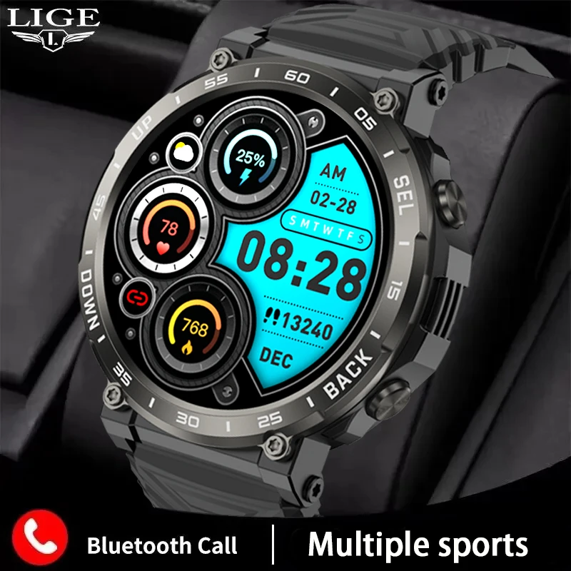 

LIGE 2023 Smart Watch Men 1.52" Full Touch Bracelet Fitness Tracker Sports Watches Bluetooth Call Smart Clock Men Smartwatch+Box