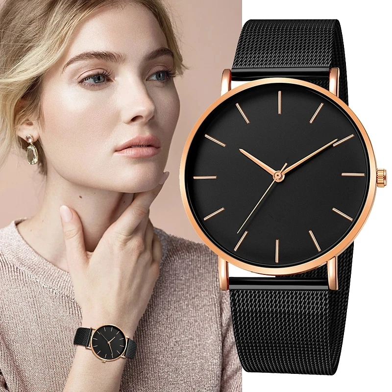 

New Fashion Reloj Mujer Quartz Watch Simple Montre Femme Women Stainless Steel Mesh Bracelet Casual Wrist Watch Metal Relogio