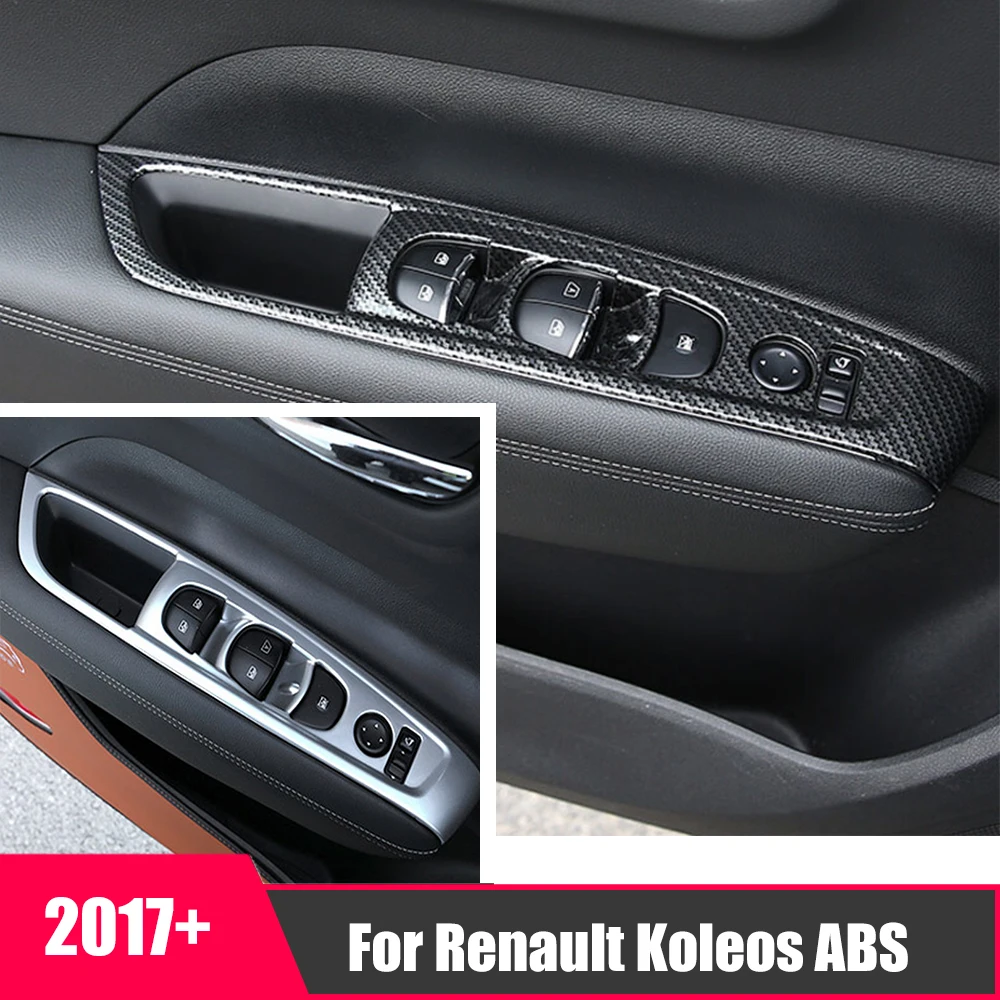 

For Renault Koleos 2017 2018 ABS Carbon/Matte Car Door and window glass lifting switch Cover Trim Car Styling Accessories