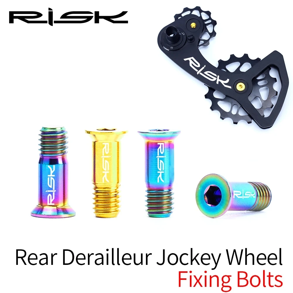 

RISK MTB M5 Titanium Alloy Fixing Bolts Rear Derailleur Flat Head Transmission Pulley Chain Guide Wheel Road Bike Accessories
