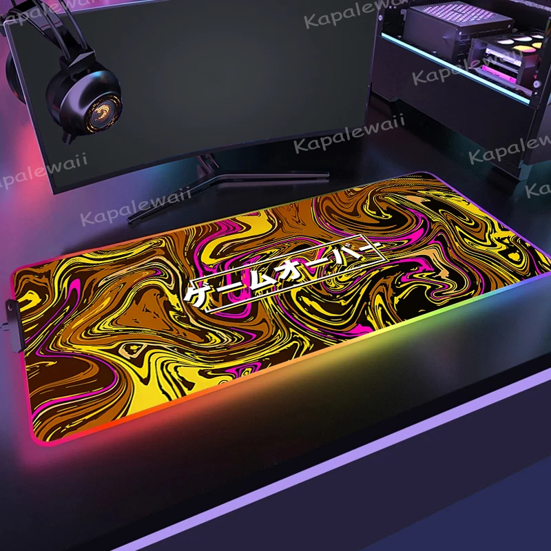 

Big Strata Liquid Mouse Pad Gamer RGB Mousepad Large Art LED Lighting Desk Mat Gaming Accessories Mousemat Natural Rubber Carpet