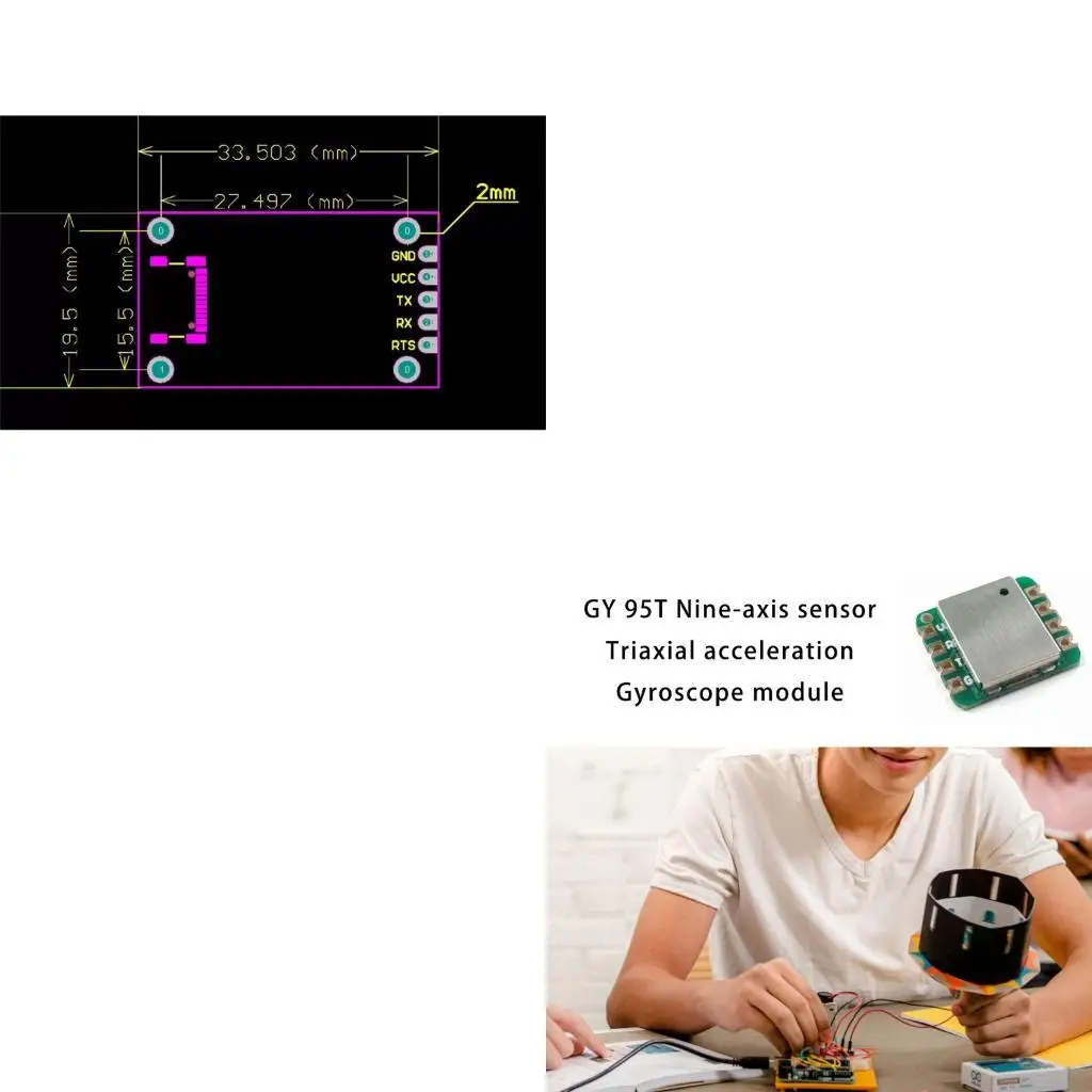 자기장 탐지 PCB를 갖춘 9 축 센서 3 가속도계 자이로스코프 모듈