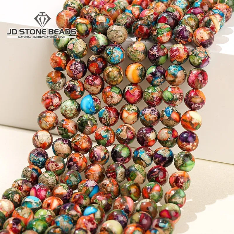 

Dyed Color Multicolor Emperor Stone Imperial Jasper Bead 6 8 10mm Pick Size For Jewelry Making Diy Necklace Bracelet Accessories
