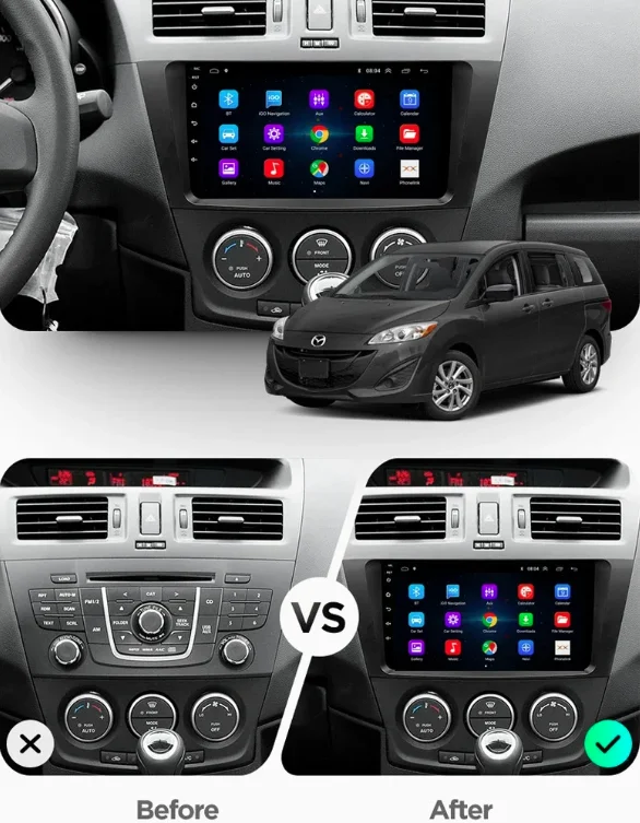 9 Inch Android 13.0 2GB+32GB For Mazda 5 2010-2015 Car GPS Navigation Multimedia Player Radio Tape Recoder Head Unit DSP Carplay