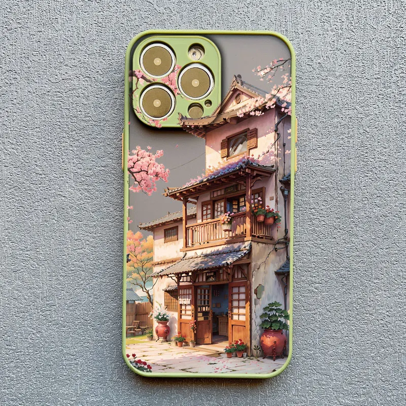 Vintage Ölgemälde Haus Handy hülle für iPhone 16 15 7 8 plus se2 xr xs x 11 13 12 pro max mini 14 pro max Blumen hülle – Detail 4