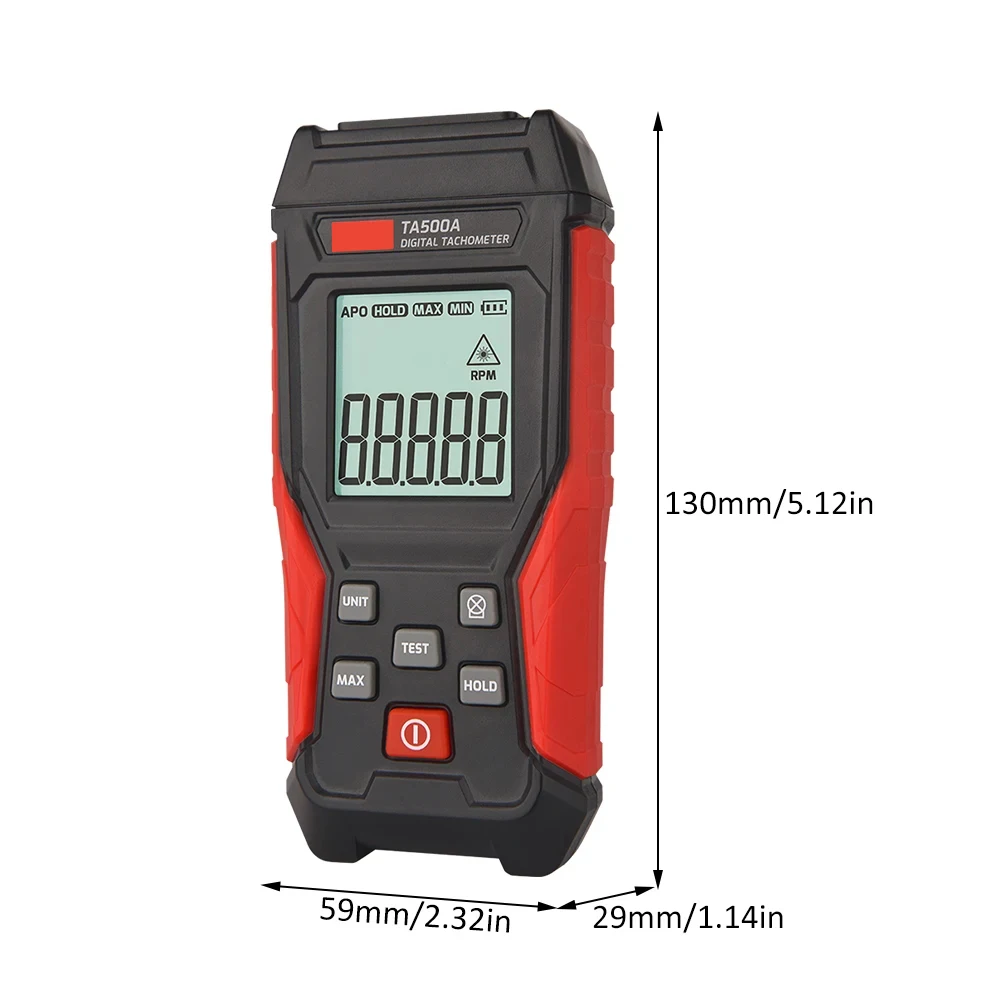 TA500C Digital Laser Tachometer Contact/Non-Contact/Dual Mode RPM Meter Engine S