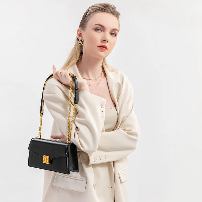 Single Shoulder Bag Genuine Leather Handbags for Women New Versatile Chain Luxury Cowhide High-quality Messenger Crossbody Y2k