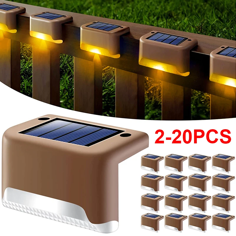 2-20Pcs Solar Step Light Waterproof Outdoor Stair Fence Garden Decoration Deck Lamp