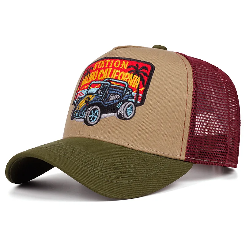 Heißer Verkauf Unisex Mesh Trucker Hut Klassische Motorrad Muster Atmungsaktive Sommer Baseball Kappe Streetwear Kappe für Männer Frauen – Detail 10