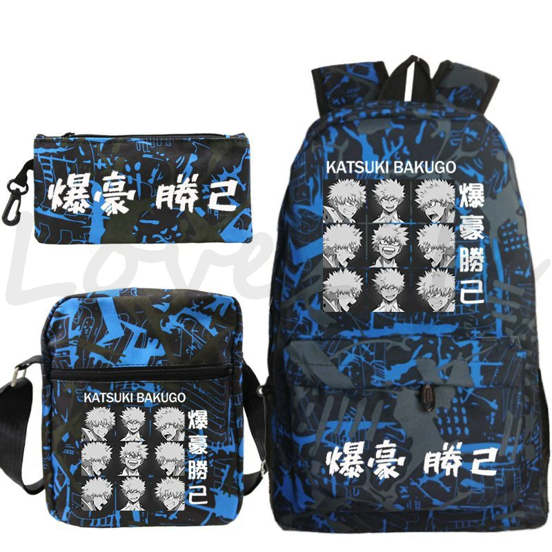 

My Hero Academia School Bag Students Anime Backpack Teenager Boys Bagpacks Kids Schoolbag Boku No Hero Academia Bookbag 3pcs/set