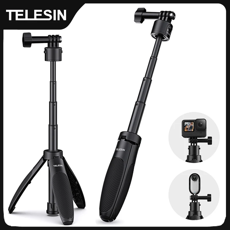 TELESIN Mini Quick Release Selfie Stick Tripod Portable Adjustable Length for GoPro Insta360 DJI Osmo Action Action Camera 1
