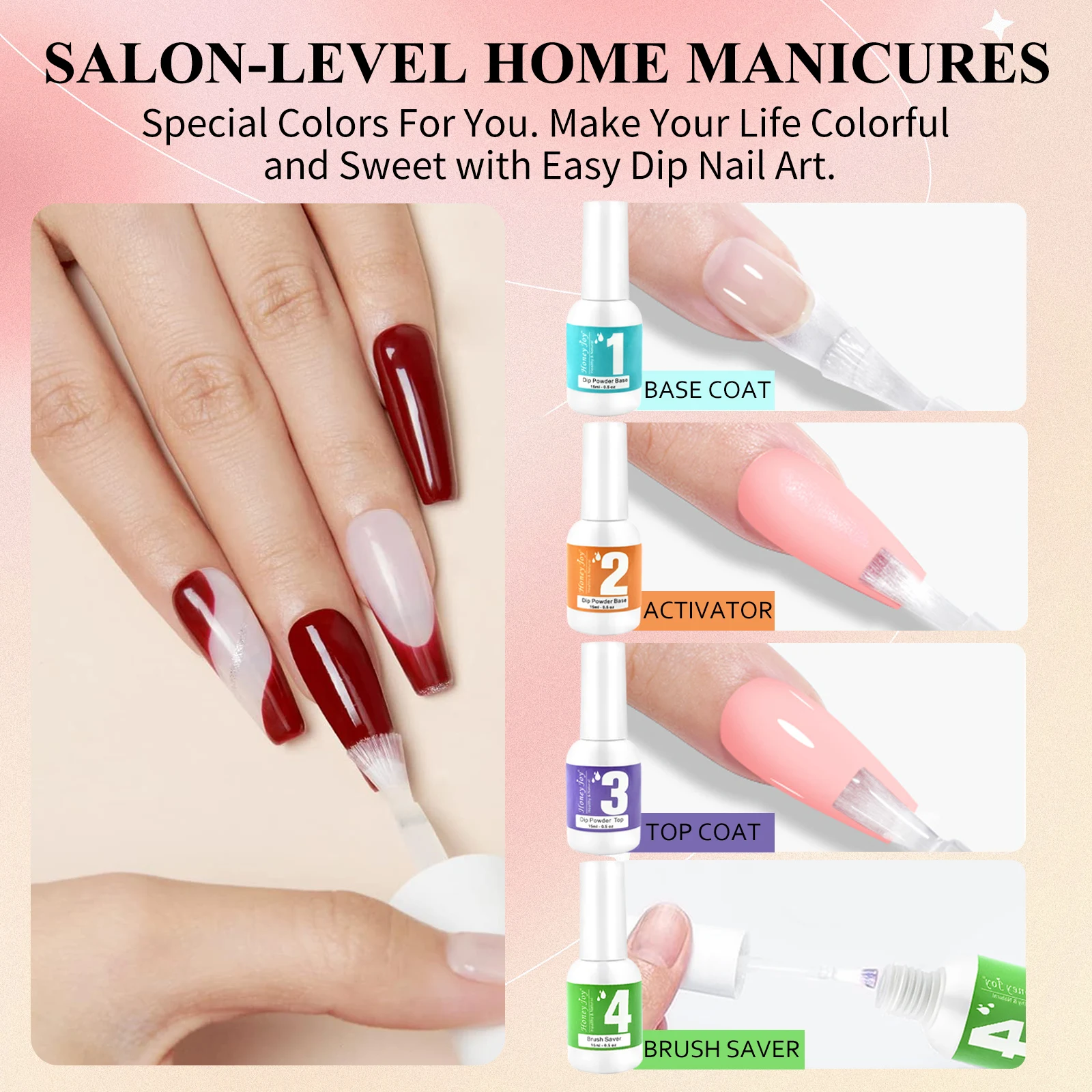 Nail Primer Nail Dehydrator 15ml Dipping Powder System Liquid Set Gel Base Top Activator Brush Saver No Lamp Cure Dip Powder Nails Natural Dry