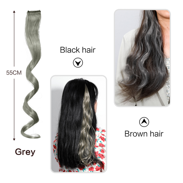 New Long Wavy Wig For Color Wigs Long Hair Highlighting Gradient Invisible Seamless Natural One-piece Hair Hanging Ears
