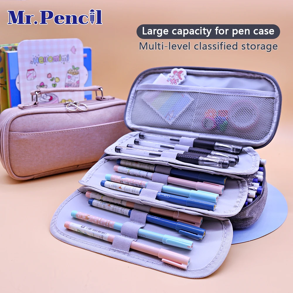 School Pencil Case Large Capacity Pencil Case With Handle Pencil Case Girls  School Supplies Stationery Makeup Bag Desk Organizer For Boys Kids Student