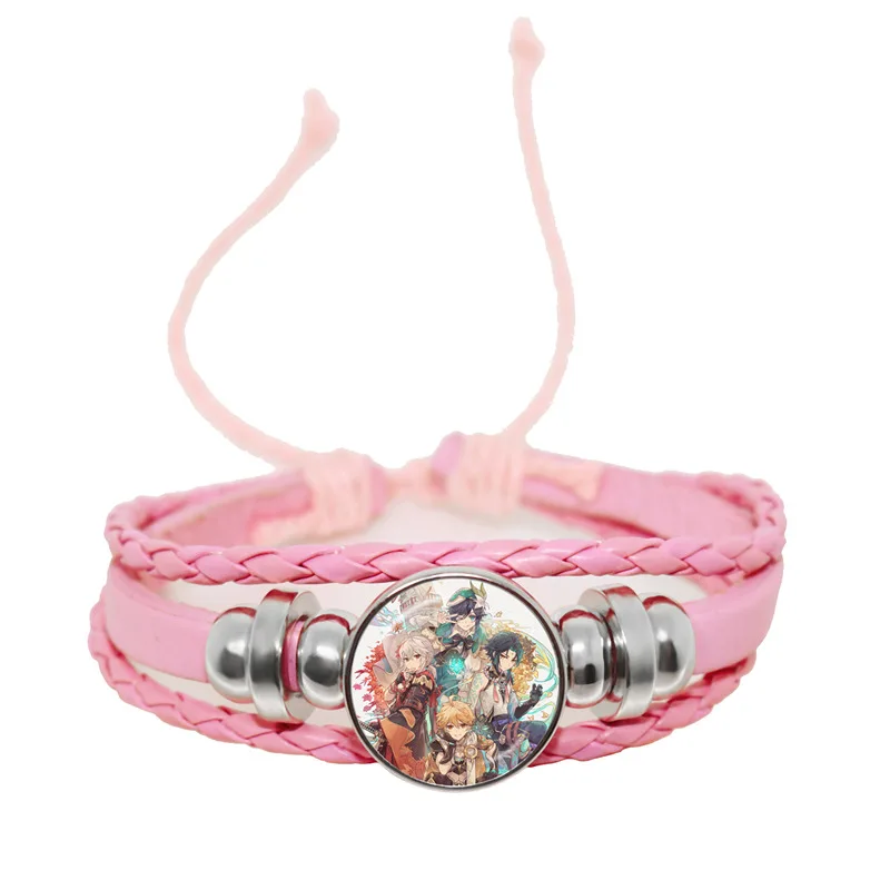 thumbnail image 1 of Genshin-pulsera de cuero de impacto, brazalete de Anime, Cosplay, Yae, Miko, Xiao, Zhongli, accesorios, botón a presión, regalo de joyería, 1 of 5