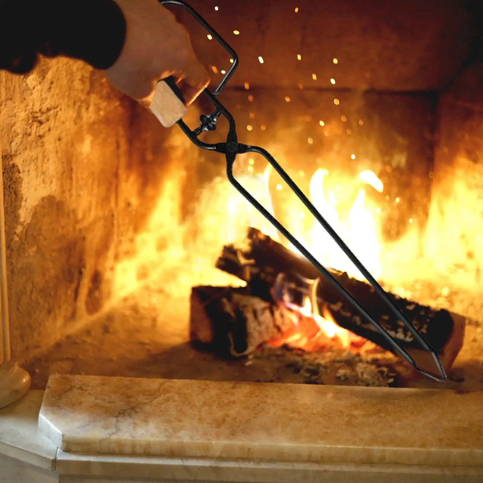 Heavy Duty Fireplace Connection Tongs, For Open Fires Stove Long Logs
