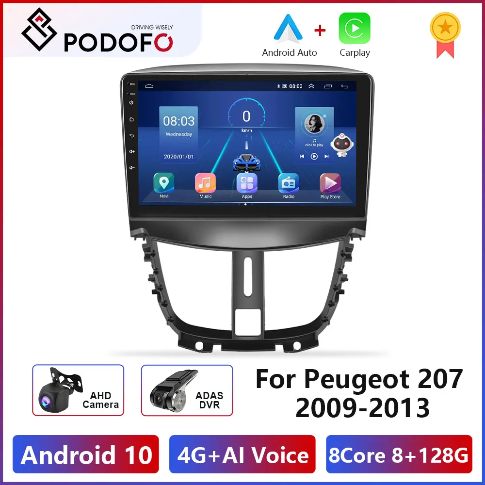 

Автомагнитола Podofo на Android 10,0, мультимедийный видеоплеер для Peugeot 207, CC, 207CC, 2006, 2007, 2008, 2009, 2010-2015, 2Din, RDS, стерео