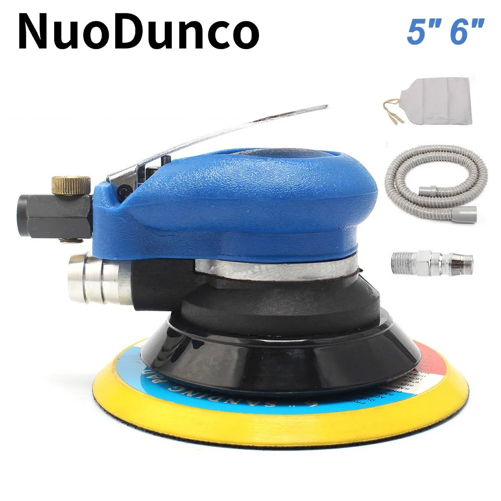 NuoDdunco 5-inch /6-inch Pneumatic Orbital Sander Air Polisher 125mm/150mm Air Vacuum Grinder for Car Metal Wood Polishing pneumatic orbital sander