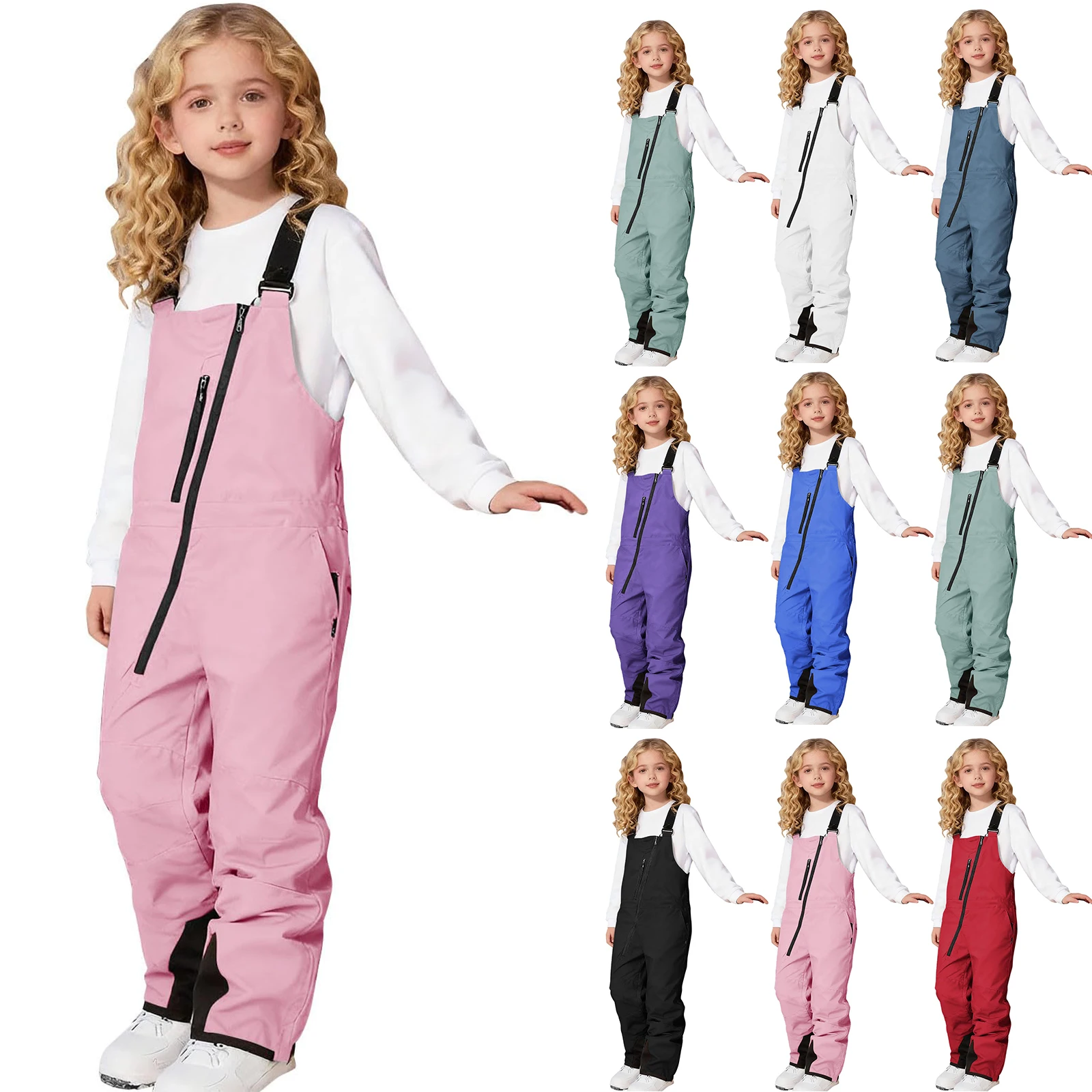 Children's Ski Pants Boys Girls Loose Casual Fashion Comfy Jumpsuit Rompers Pants Mountain Children's Ski Waterproof Snowpants