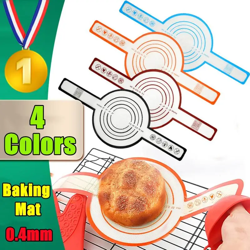 4 Colors Silicone Baking Mat Long Handle Sling Non-Stick Bread Kneading Pad Dough Transfer Pad Bakery Kitchen Cooking Tools Gift