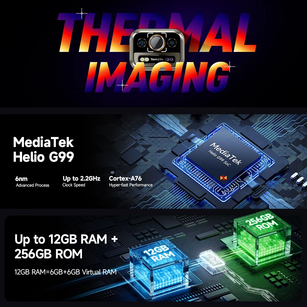 Ulefone Armor 25T 4G Rugged Phone Android 14 33W 50MP+64MP Night Camera NFC Waterproof Smartphone 6.78" 120Hz  256GB ROM  Global