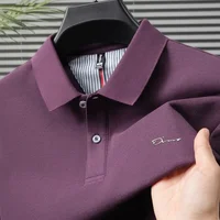 Polo homme 100% coton pur à manches courtes, nouvelle mode, lettres en relief, style business décontracté, couleur unie, col revers, été 3