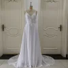 Customized ZJ6032 Chiffon Wedding Dresses for Women 2025 Summer New Sleeveless Bridal Gowns with Lace New Court Train 1