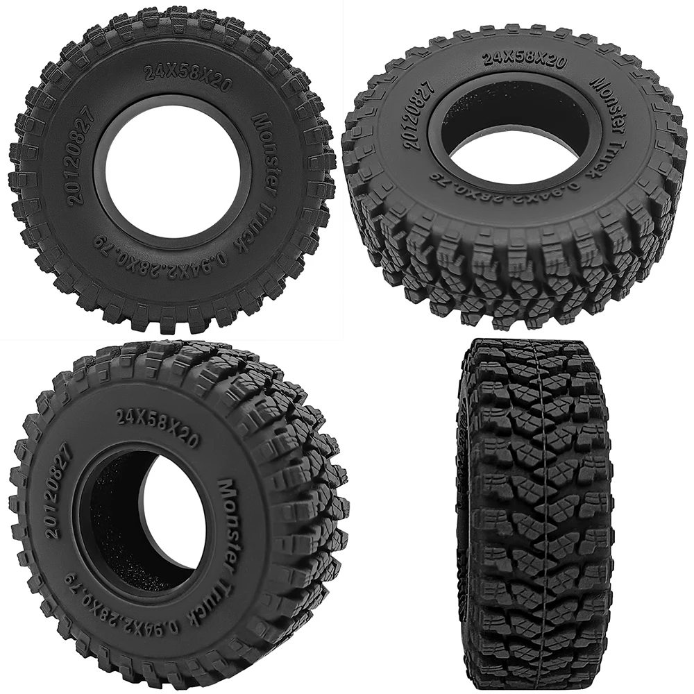 YEAHRUN 4PCS Mud Terrain Tires Wheels Rubber Tyres for 1/18 TRX4M Bronco Defender, 1/24 Axial SCX24 RC Micro Crawler Car