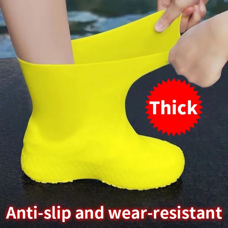 1 Pair Silicone WaterProof Shoe Covers S/M/L Covers Slip-resistant Rubber Rain Boot Overshoes Accessories For Outdoor Rainy Day