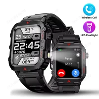 Men Smart Watch Military Waterproof 1.73"AMOLED Screen Bluetooth Call Compass Flashlight Heart Rate Health Monitoring Smartwatch