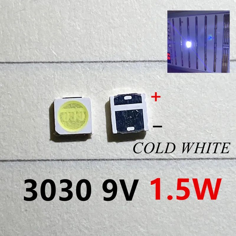ตัวเลือกสินค้า 100 ชิ้น LED 3030 ชิปคู่ 1W-2W สีขาว สำหรับจอภาพ