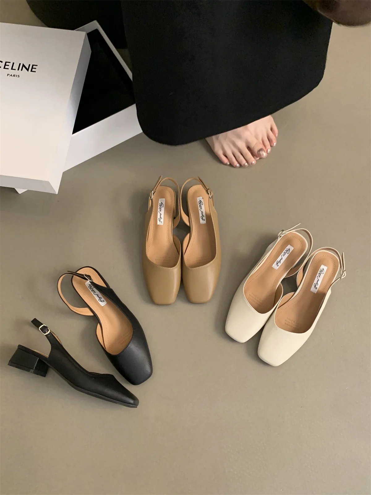 

Mules For Women 2024 Cover Toe Ladies' Slippers Loafers Luxury Slides Mid Heel Spring Summer New Driving Closed Toe Half Slipper