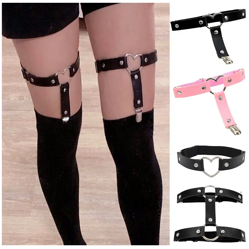 Ligas Ajustables Para Muslo - Pack De 2 Negras Con Clip, Estilo Gótico Punk, Para Calcetines Altos Y Medias