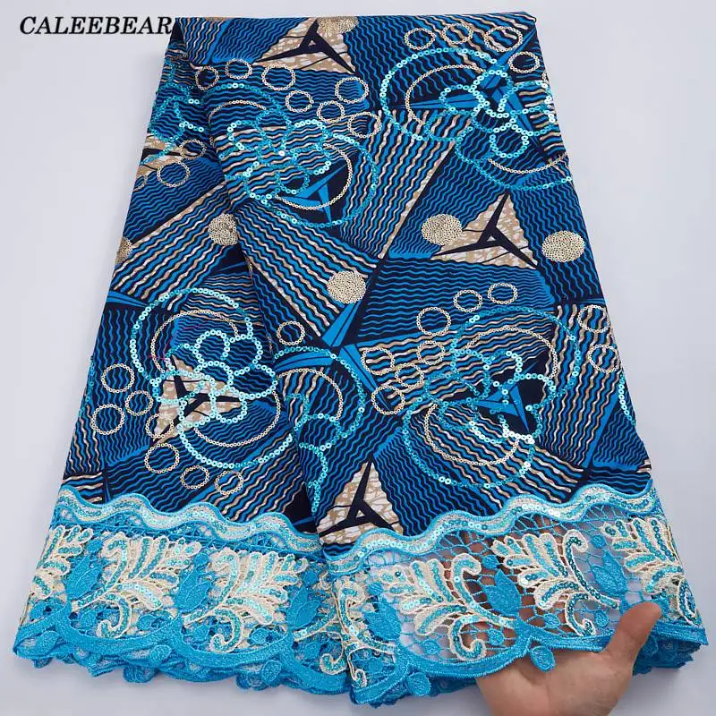 

Вощеная африканская кружевная ткань новейшего дизайна, 5 ярдов, африканская гипюровая кружевная ткань с вышивкой в виде воска Анкары для нигерийских платьев, S1942