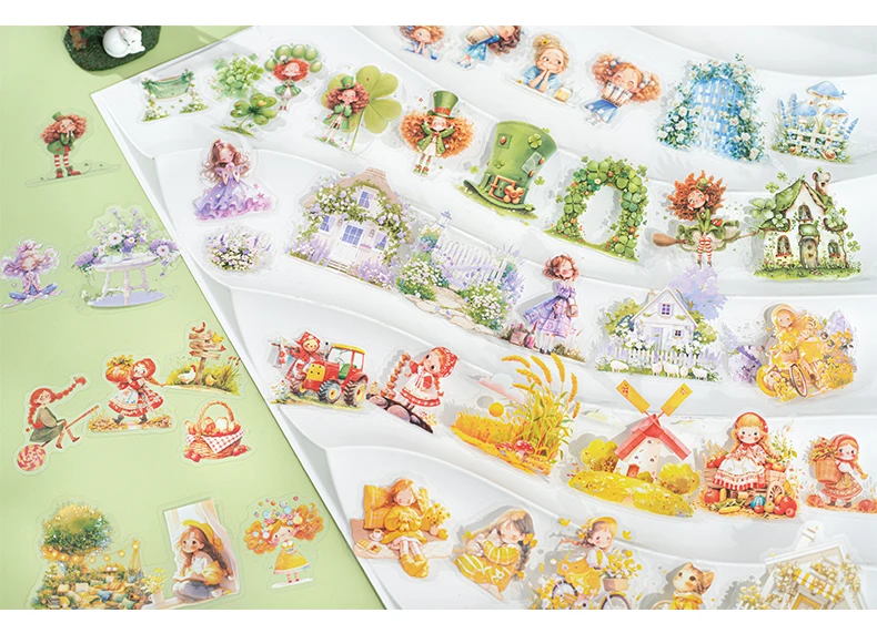 20 Stück Mädchen-Gartenspiel-PET-Aufkleber, kreativ, dekorativ, handgefertigt, Scrapbooking-Material, Tagebuch, Album, Bastelbedarf – Detail 7