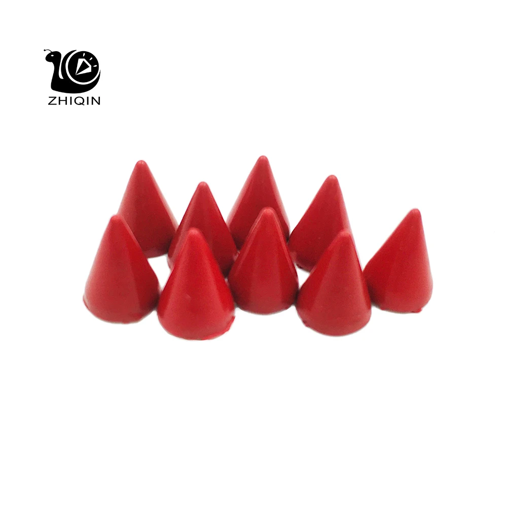 

100sets 7x10mm Painted Red Cone Spots Leathercraft Rivets Metal Studs Spikes Punk Spike Clothes Bags Belt Pet Collars