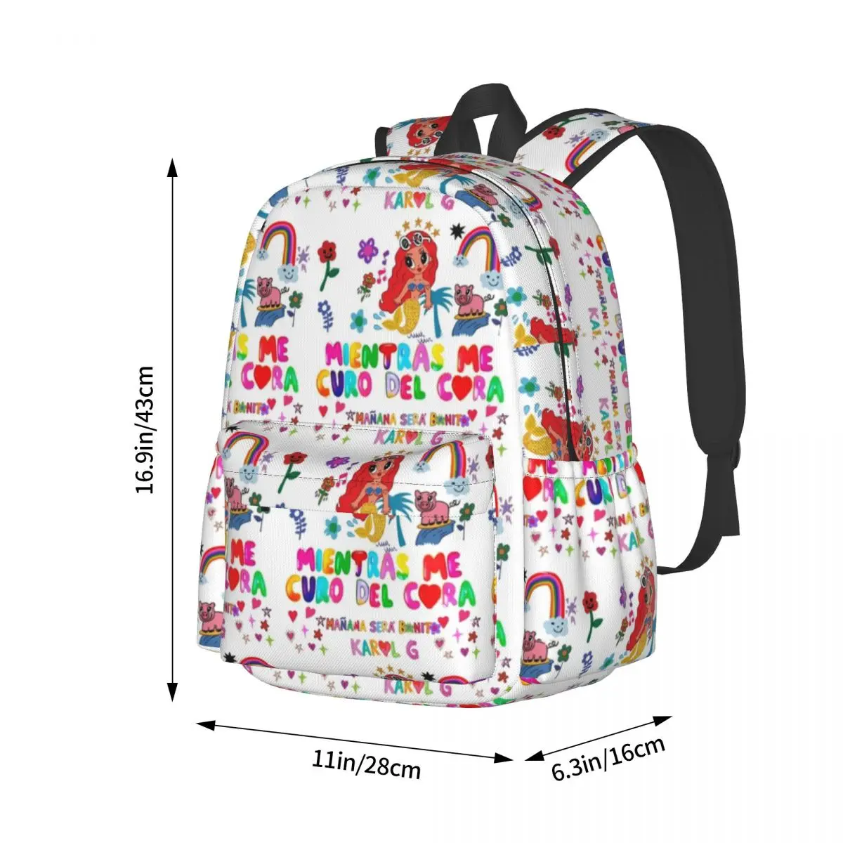 Karol G Heart Backpack Cartoon Colorful Trekking Backpacks Student Unisex Designer Breathable High School Bags Fashion Rucksack