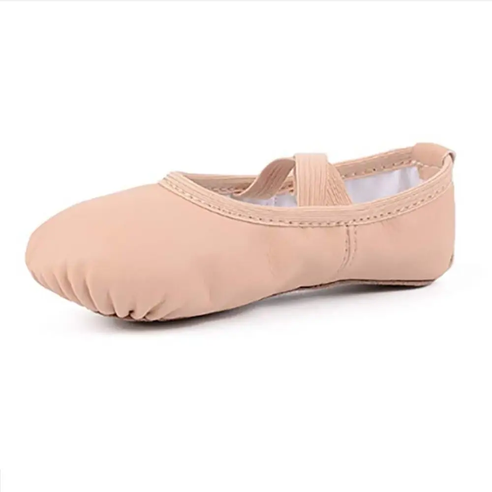 Soft Ballet Shoes Easy To Care PU Leather Size 32-40 Yoga Shoes Full Sole Wear Resistant Women's Ballet Slipper Girls 4