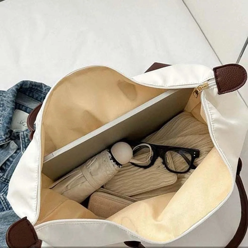 Einfarbige Wasserdichte Oxford-Nylon-Tragetasche mit Koreanischem Lederbesatz Unterarm-Schultertasche für den Arbeitsweg – Detail 5