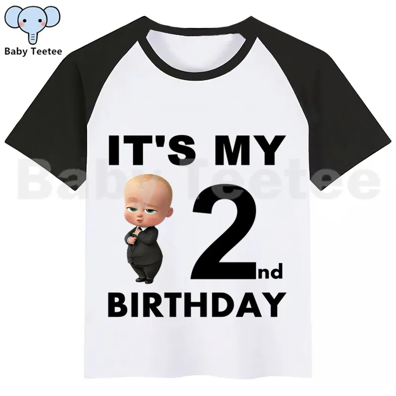 New Kids Boss Baby Birthday T-shirt for Children Cartoon Funny Printing Top Girl Clothes Party Tees Tops Boys Girls