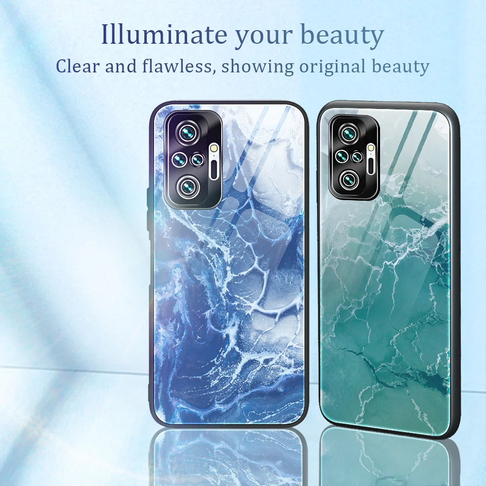 phone pouches Gradient Marble phone Case For Redmi Note11S 10PRO 10S 9S 9PRO 8PRO 8T Tempered Glass Protective Cover Redmi 10 9A 8A 7A waterproof pouch for swimming