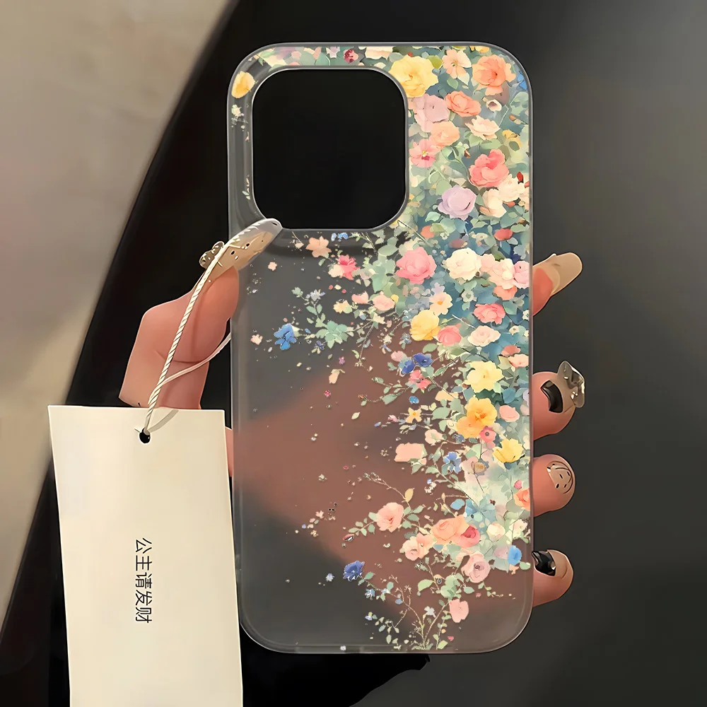 รูปสินค้า เคสซิลิโคนกันกระแทก iPhone 16 Pro Max ลายดอกไม้