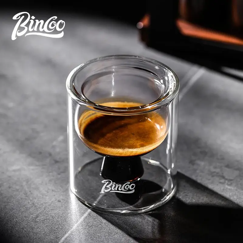 كوب قهوة زجاجي مزدوج الطبقات من BINCOO، كوب إسبريس...