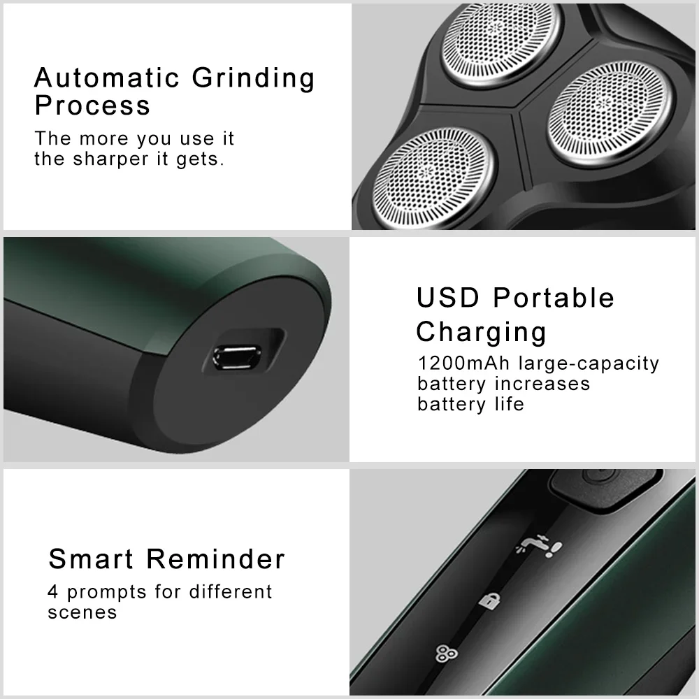 9D Electric Shaver - USB Rechargeable High-Power Washable Beard Trimmer