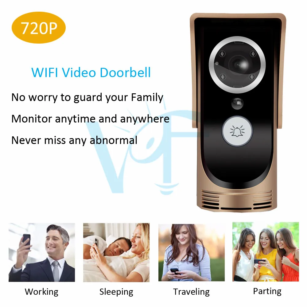 2PCS/Lot Home Wireless WiFi Remote Placa De Video Camera Doorphone APP Monitor 2 Way Audio Doorbell with Chime for House Villa