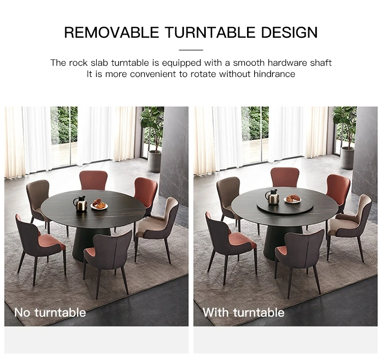 Description Picture 3 of itemModern Round Kitchen Table With Turntable Indoor Home Furniture Nordic Simple Small Apartment Black Dining Table Set